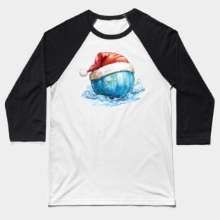 Christmas Waterpolo Ball in Santa Hat Baseball T-Shirt